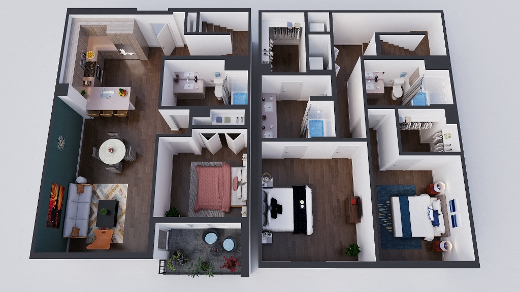 Floor plan for 3 beds, 3 baths, 1706 sqft